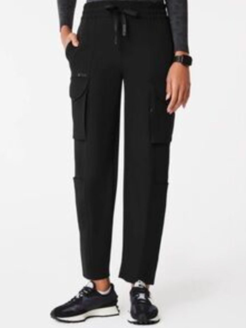 FIGS Juno Black High Waisted Barrel Cargo Scrub Pants XXS Petite